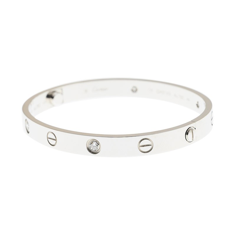 NEW CARTIER LOVE BRACELET B6070117 18kt WHITE GOLD & DIAMONDS  SILVER - picksjewelry.com