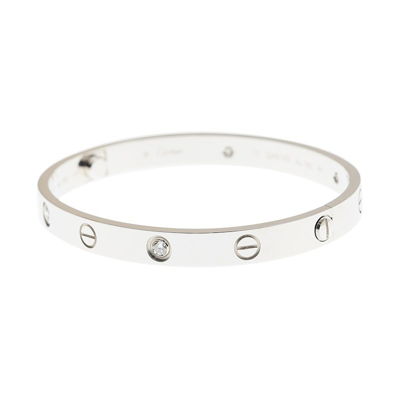 NEW CARTIER LOVE BRACELET B6070117 18kt WHITE GOLD & DIAMONDS SILVER - picksjewelry.com