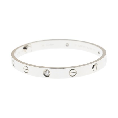 NEW CARTIER LOVE BRACELET B6070117 18kt WHITE GOLD & DIAMONDS  SILVER - picksjewelry.com