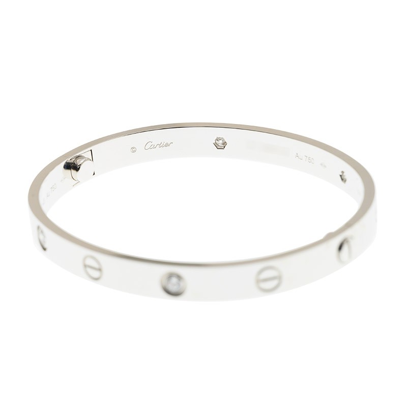 NEW CARTIER LOVE BRACELET B6070117 18kt WHITE GOLD & DIAMONDS  SILVER - picksjewelry.com