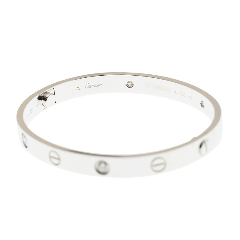 NEW CARTIER LOVE BRACELET B6070117 18kt WHITE GOLD & DIAMONDS SILVER - picksjewelry.com