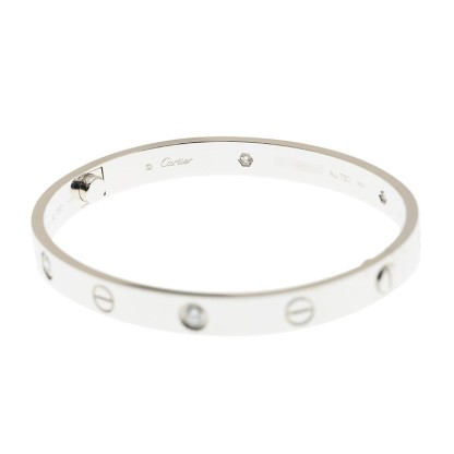NEW CARTIER LOVE BRACELET B6070117 18kt WHITE GOLD & DIAMONDS  SILVER - picksjewelry.com