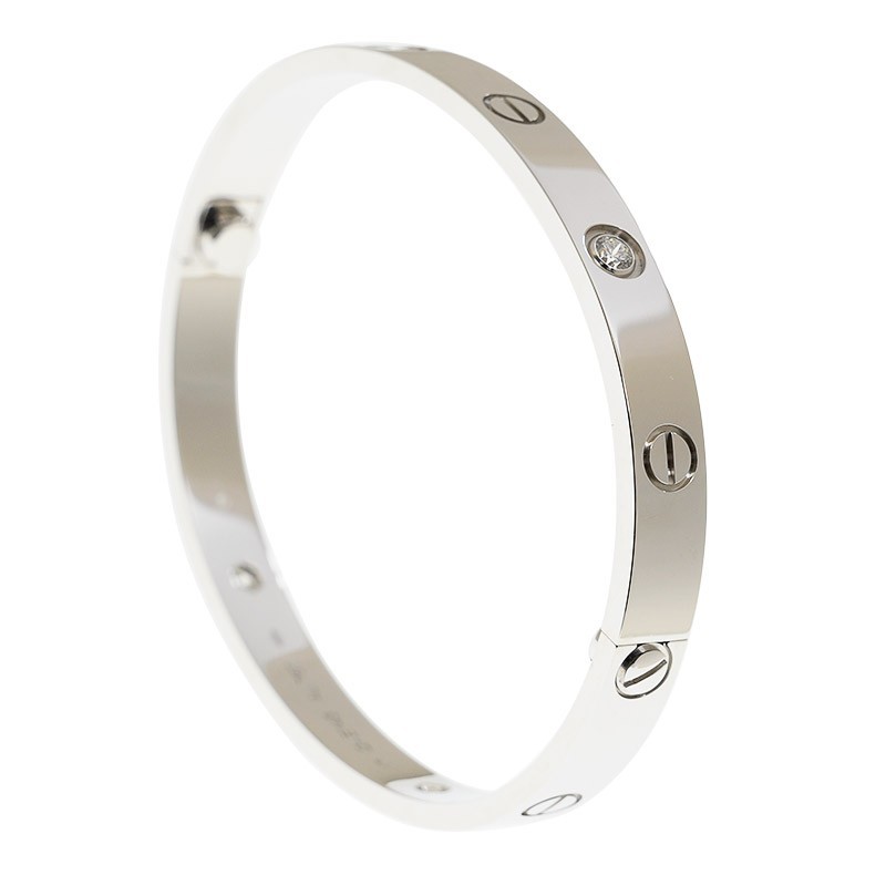 NEW CARTIER LOVE BRACELET B6070117 18kt WHITE GOLD & DIAMONDS SILVER - picksjewelry.com