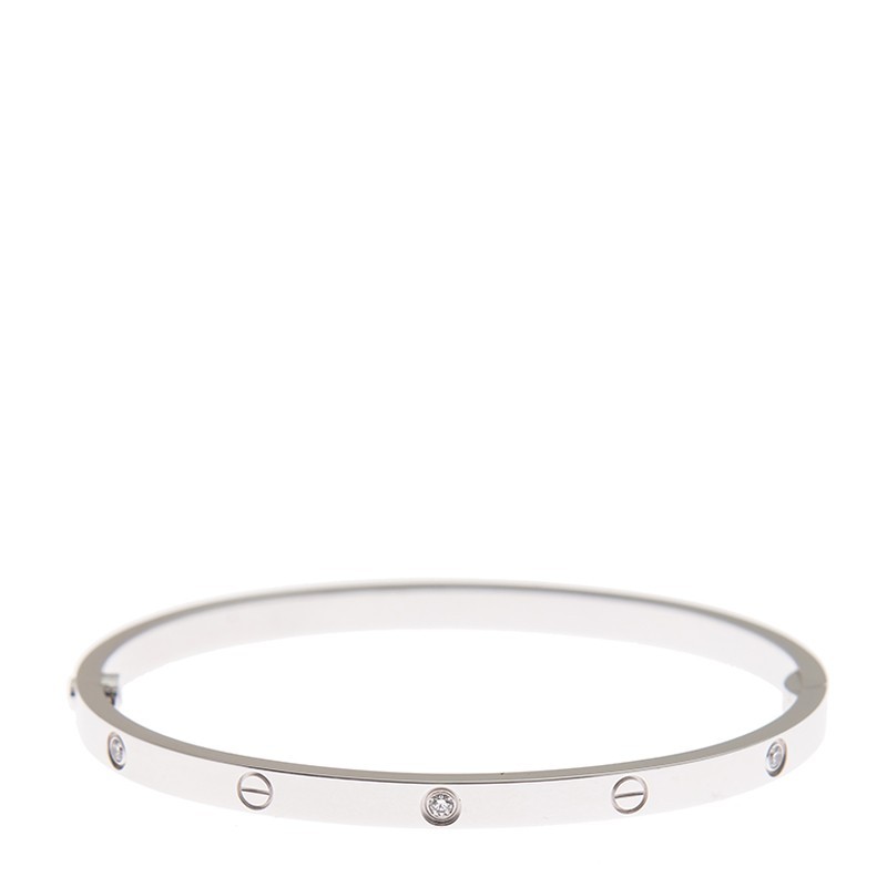 NEW CARTIER LOVE BRACELET B6047715 18kt WHITE GOLD  SILVER - picksjewelry.com