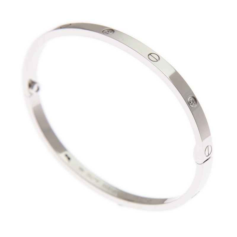 NEW CARTIER LOVE BRACELET B6047715 18kt WHITE GOLD  SILVER - picksjewelry.com