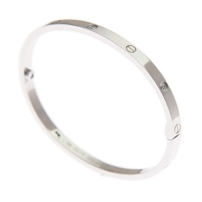 NEW CARTIER LOVE BRACELET B6047715 18kt WHITE GOLD  SILVER - picksjewelry.com