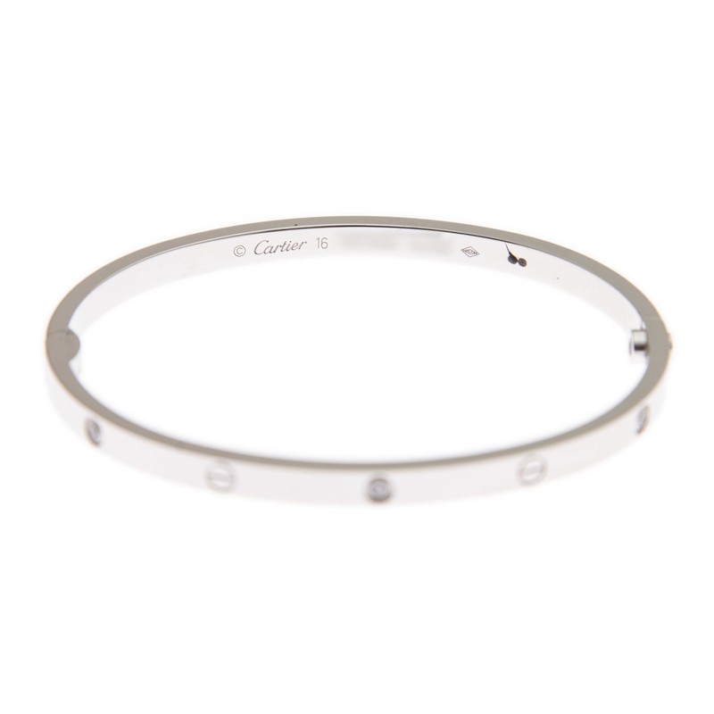 NEW CARTIER LOVE BRACELET B6047715 18kt WHITE GOLD  SILVER - picksjewelry.com
