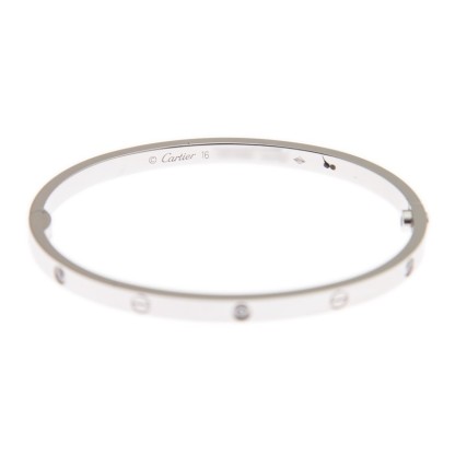 NEW CARTIER LOVE BRACELET B6047715 18kt WHITE GOLD  SILVER - picksjewelry.com