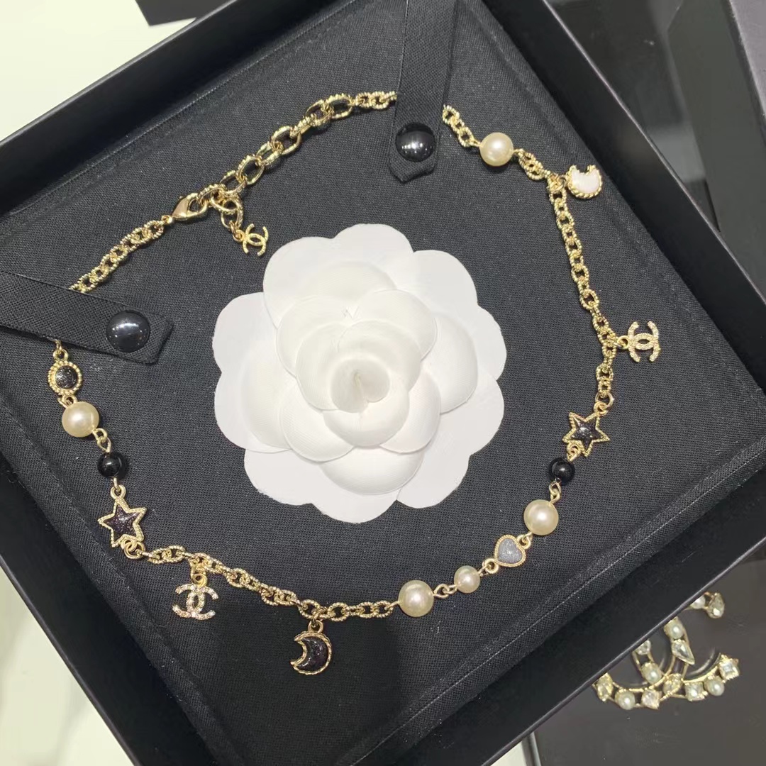 Buy replica Chanel Moon Star Pearl Charms Necklace and replica jewelry from PICKS Jewelry