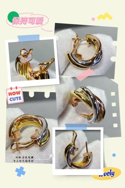 Buy replica Cartier Three Colors Metal Hoop Earrings and replica jewelry from PICKS Jewelry