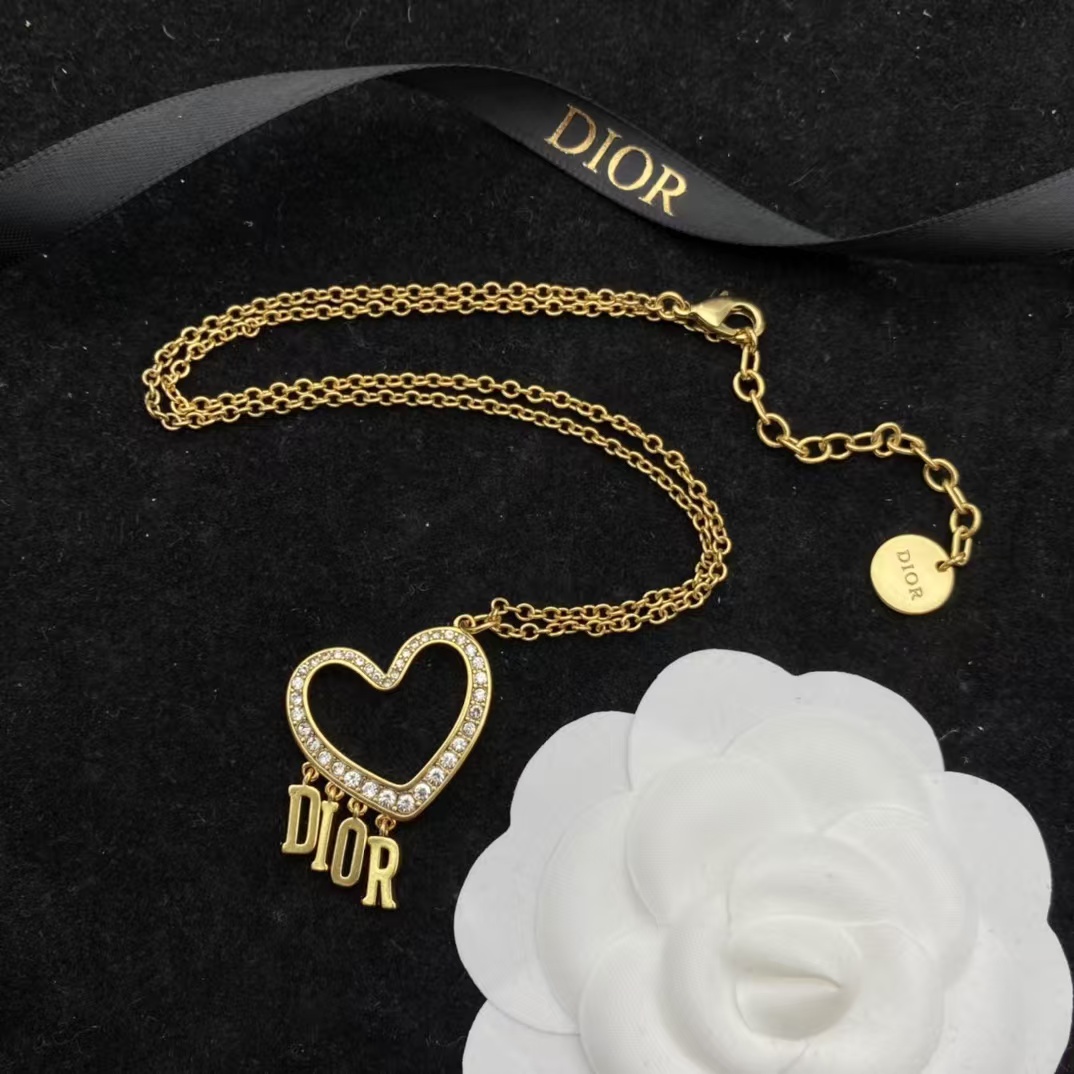 Buy replica Dior Letters Heart Necklace and Earrings and replica jewelry from PICKS Jewelry