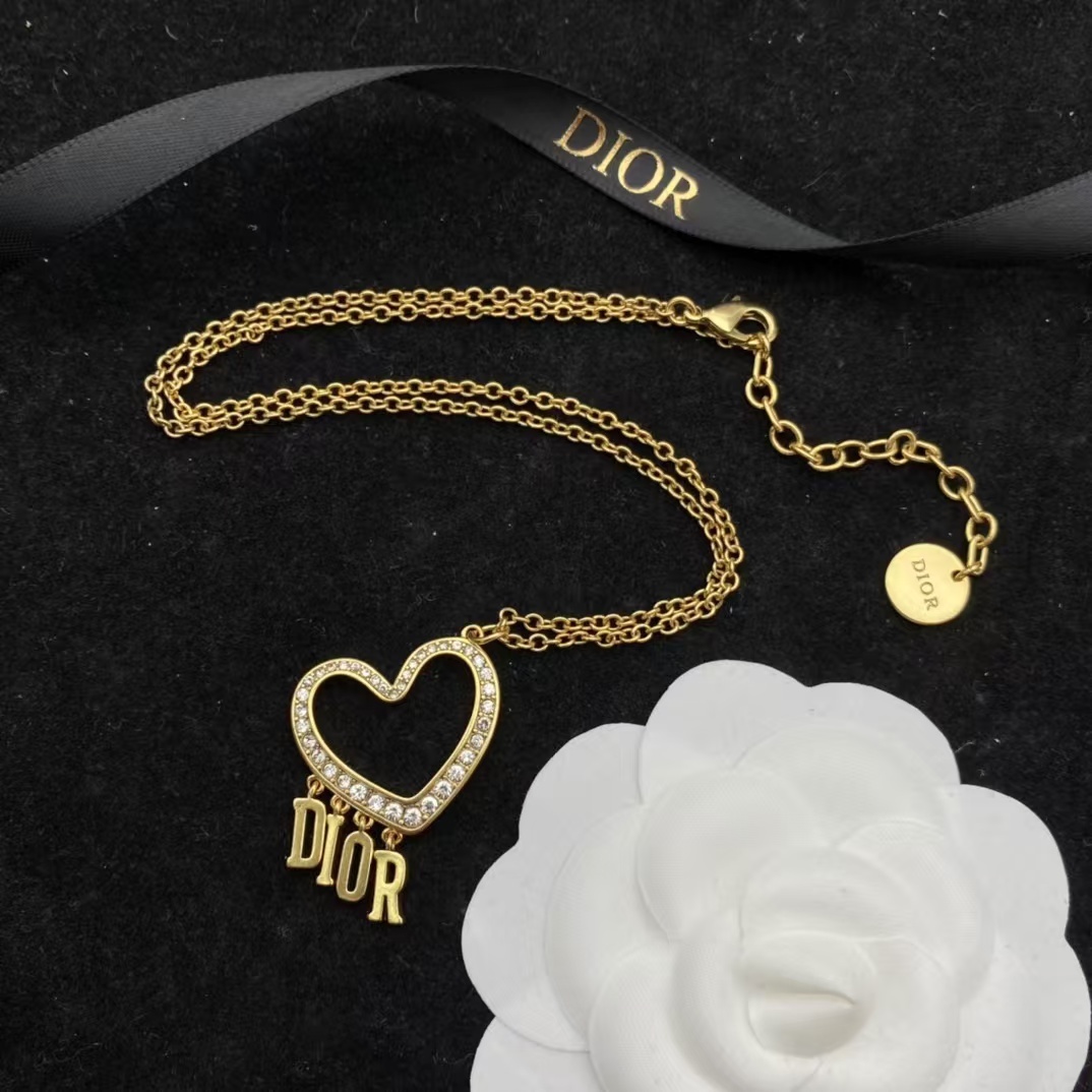 Buy replica Dior Letters Heart Necklace and Earrings and replica jewelry from PICKS Jewelry