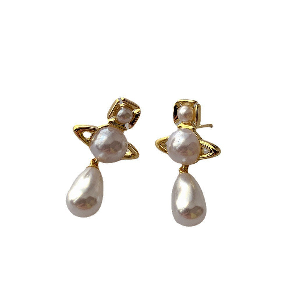 Buy replica Vivienne Westwood Teardrop Pearl Saturn Earrings and replica jewelry from PICKS Jewelry