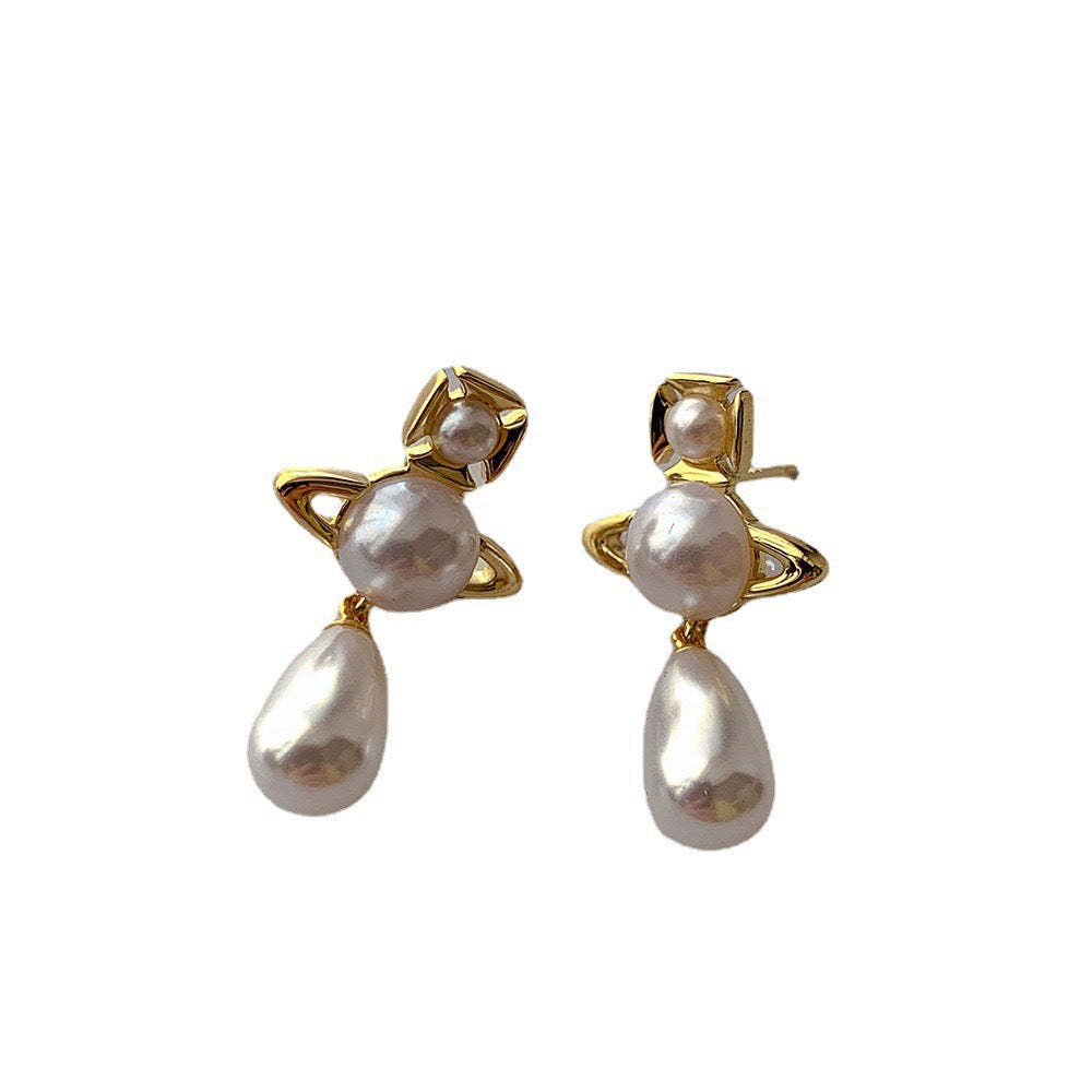 Buy replica Vivienne Westwood Teardrop Pearl Saturn Earrings and replica jewelry from PICKS Jewelry