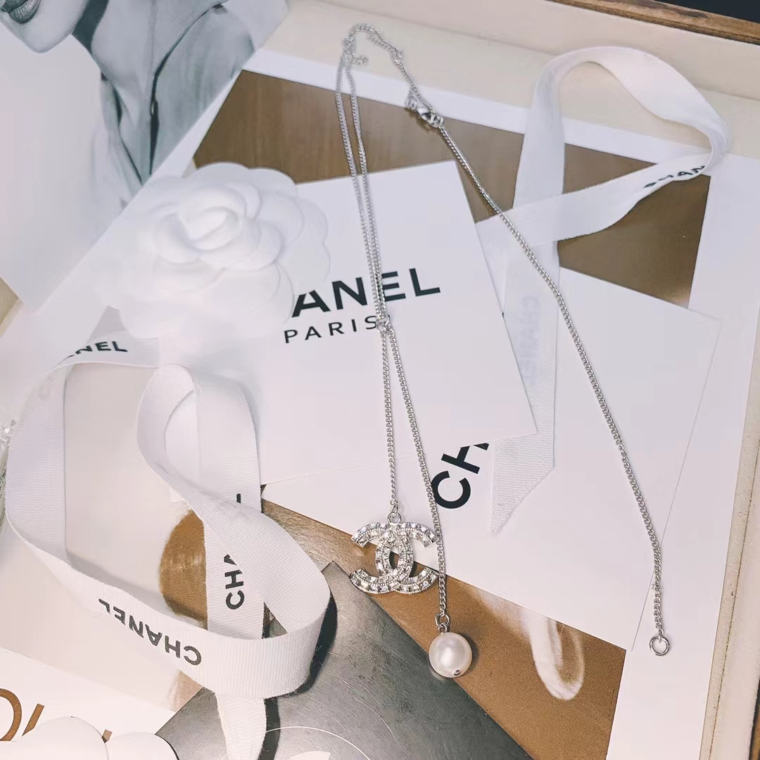 Buy replica Chanel Silver Color Tassel Pendant Necklace and replica jewelry from PICKS Jewelry