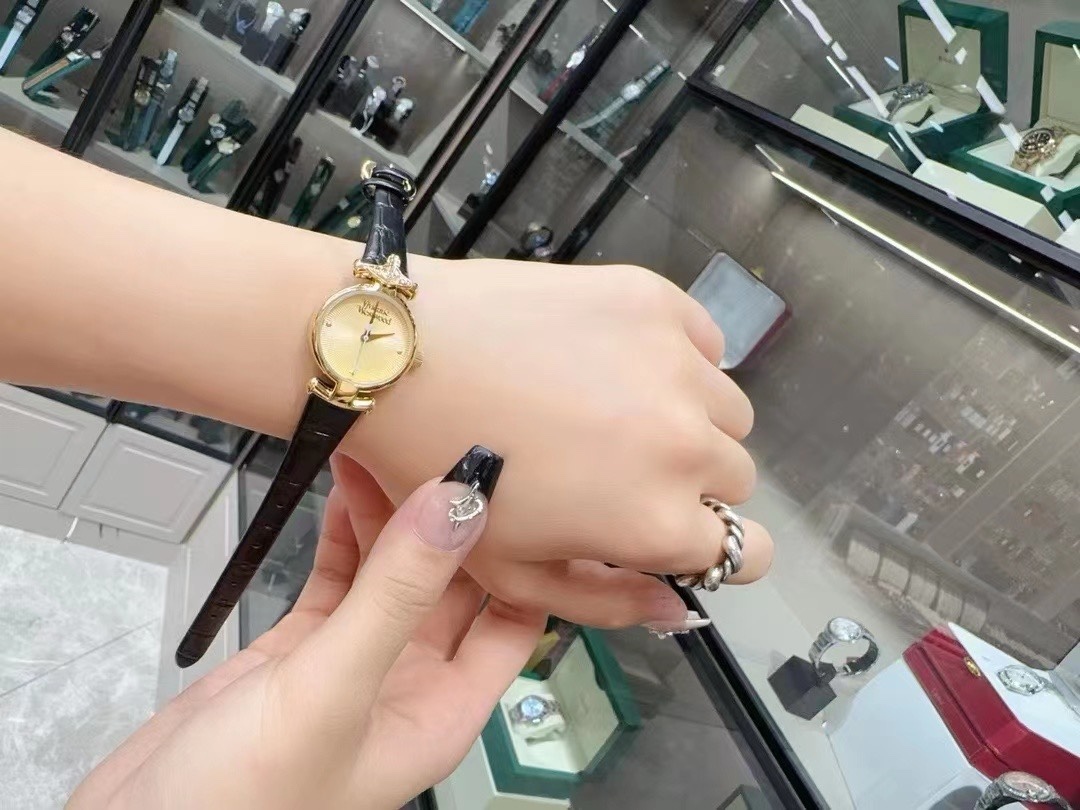 Buy replica Vivienne Westwood Black Genuine Leather Band Watch - 23MM and replica jewelry from PICKS Jewelry