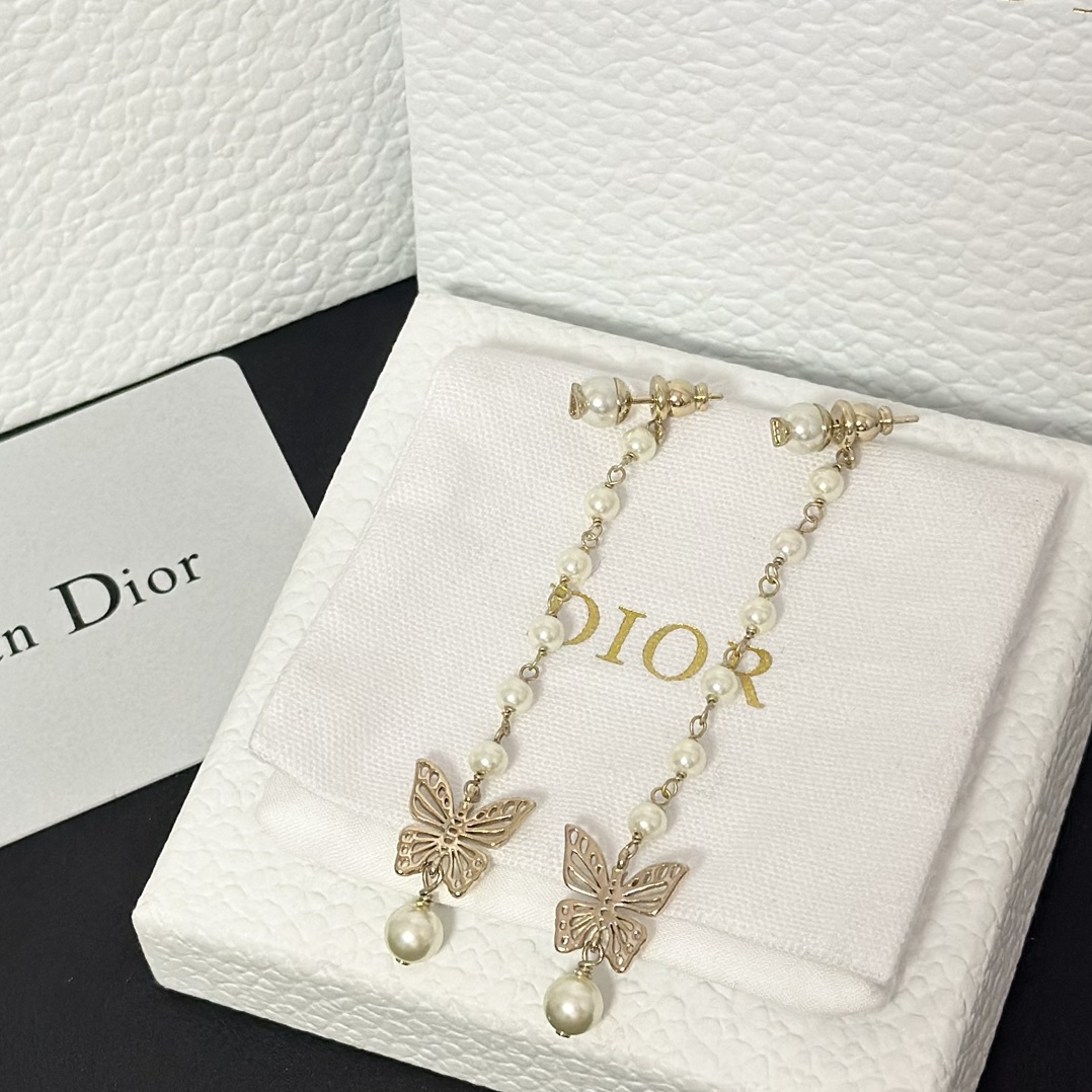 Buy replica Dior Long Tassel Butterfly Dangle Pearl Earrings and replica jewelry from PICKS Jewelry