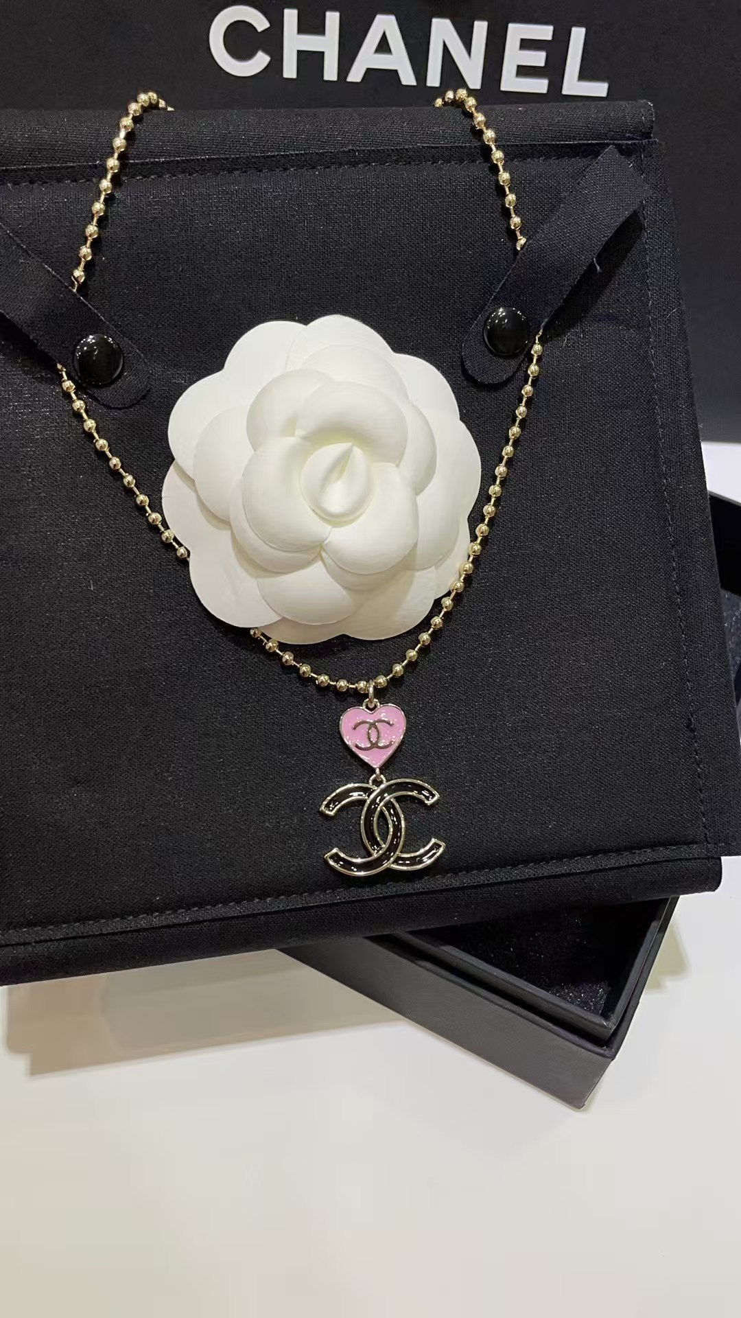 Buy replica Chanel Diamond Pearl Paved Double C Pendant Pearl Necklace and replica jewelry from PICKS Jewelry