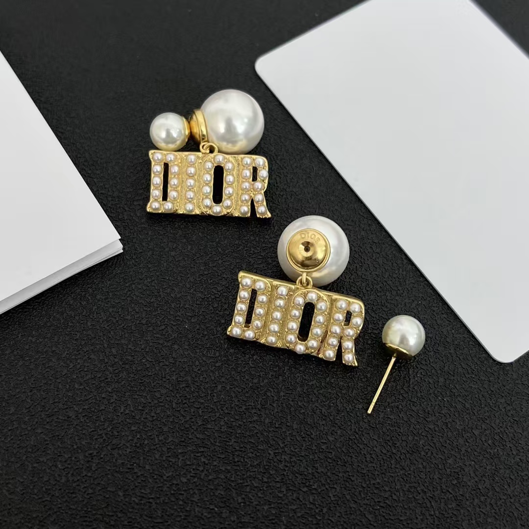 Buy replica Pearl Paved Dior Letters Earrings and replica jewelry from PICKS Jewelry