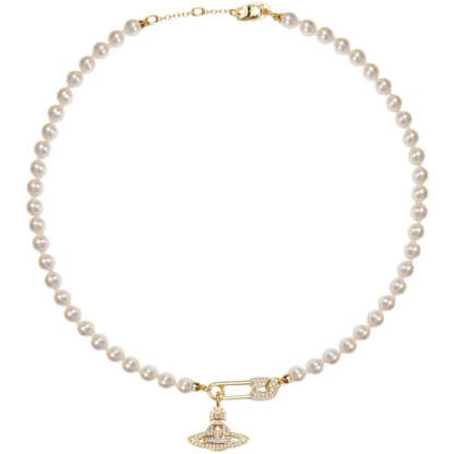 Buy replica Vivienne Westwood Paperclip Saturn Pearl Necklace and replica jewelry from PICKS Jewelry