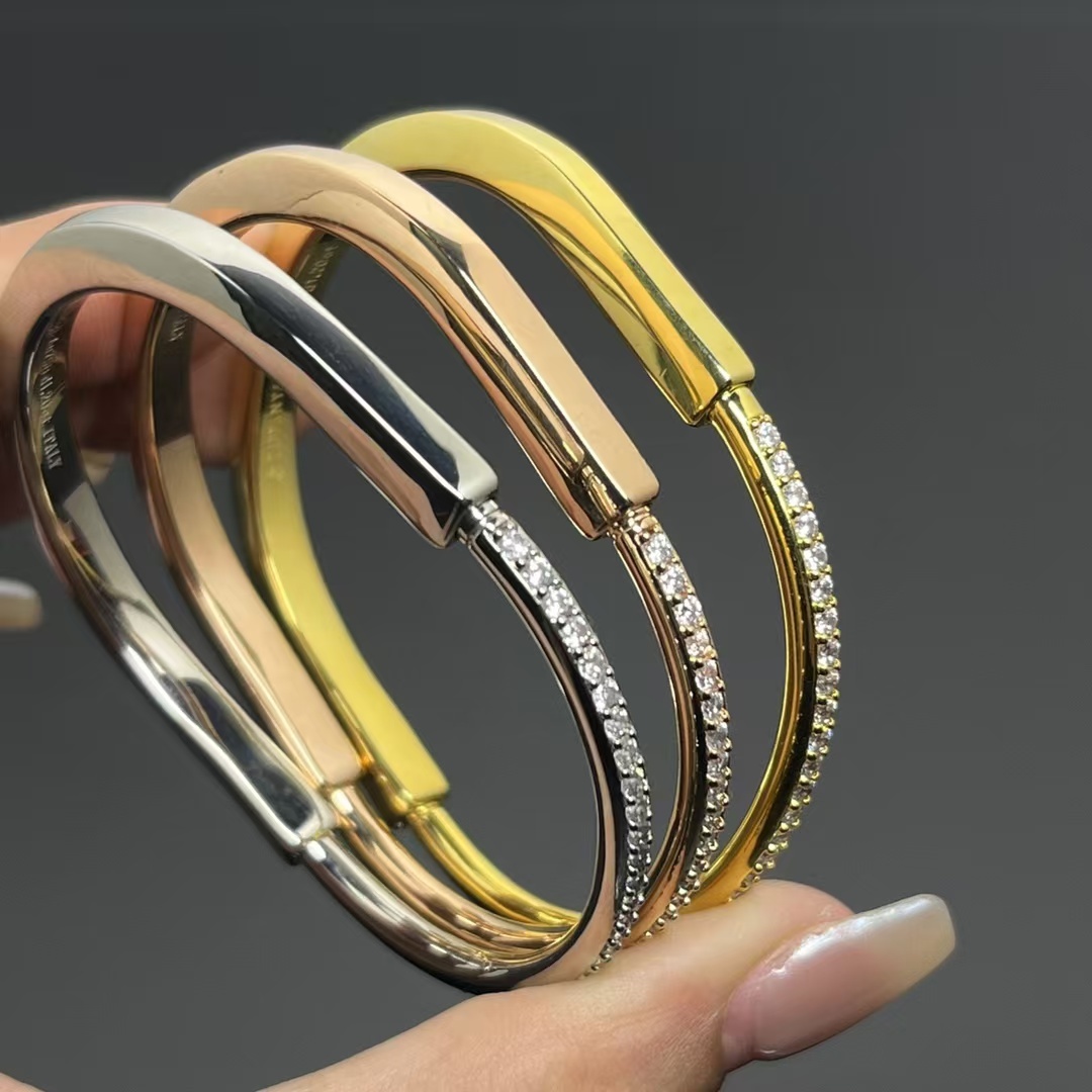 Buy replica Tiffany Lock Bangle Half Pavé Diamonds and replica jewelry from PICKS Jewelry