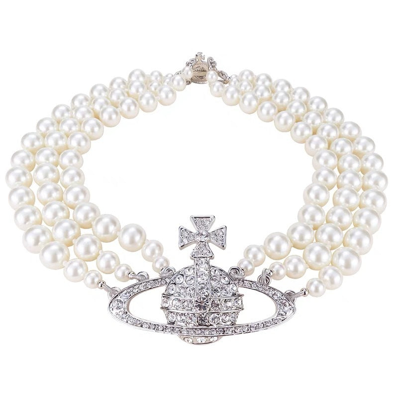 Buy replica Vivienne Westwood Three Row Pearl Necklace and replica jewelry from PICKS Jewelry