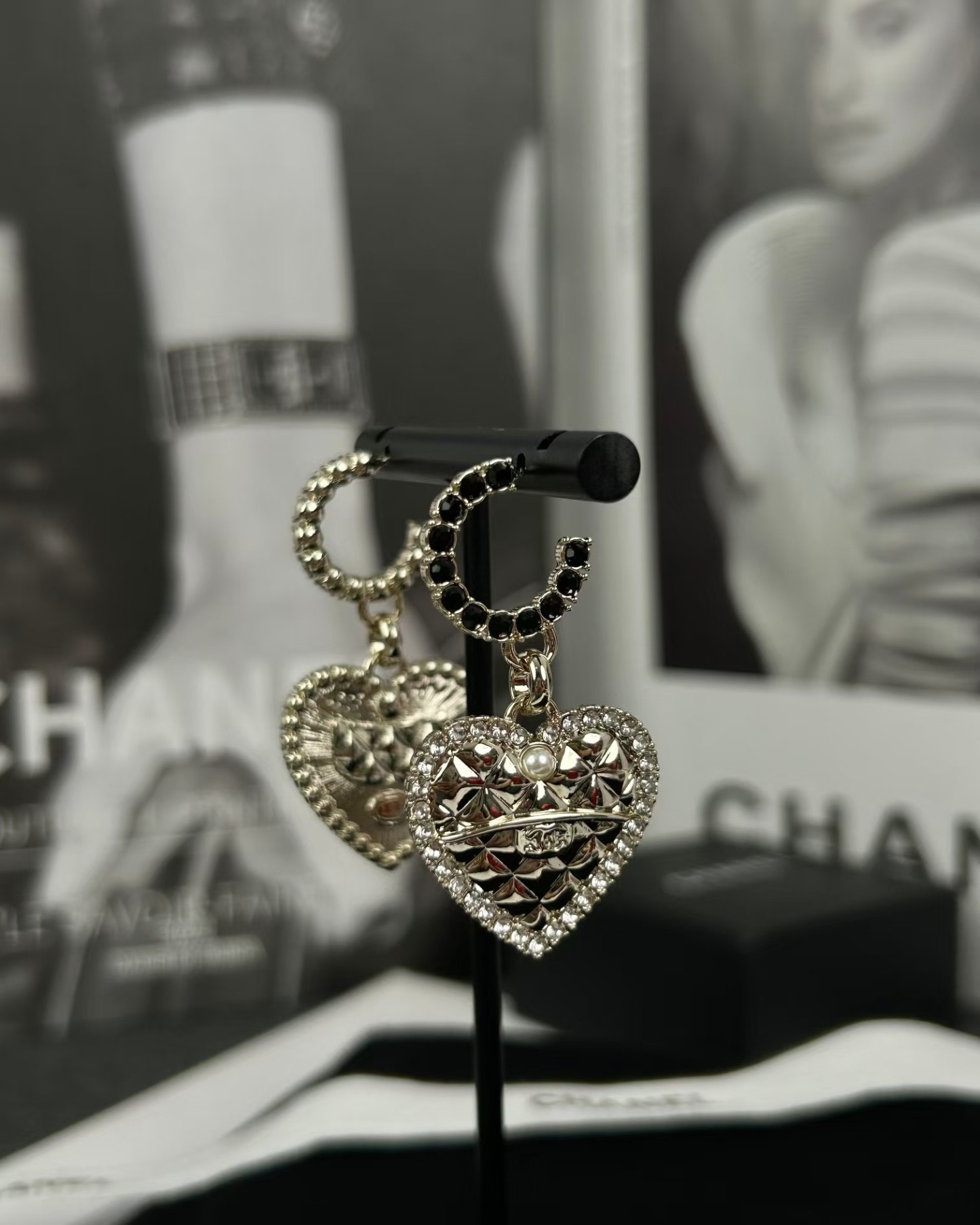 Buy replica Chanel Hoop with Heart Dangle Earrings and replica jewelry from PICKS Jewelry