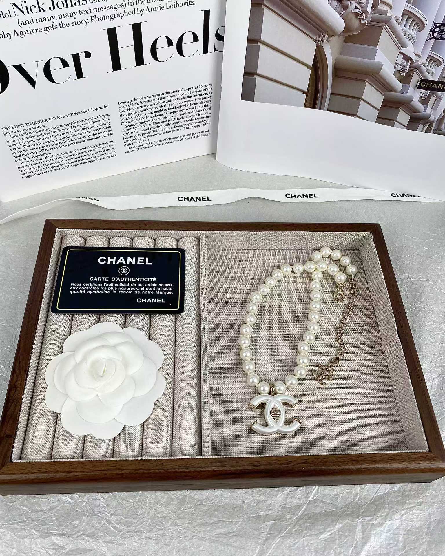 Buy replica Chanel Choker Necklace with White Double C Pendant and replica jewelry from PICKS Jewelry