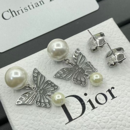 Buy replica Dior Silver Butterfly Pearl Earrings and replica jewelry from PICKS Jewelry