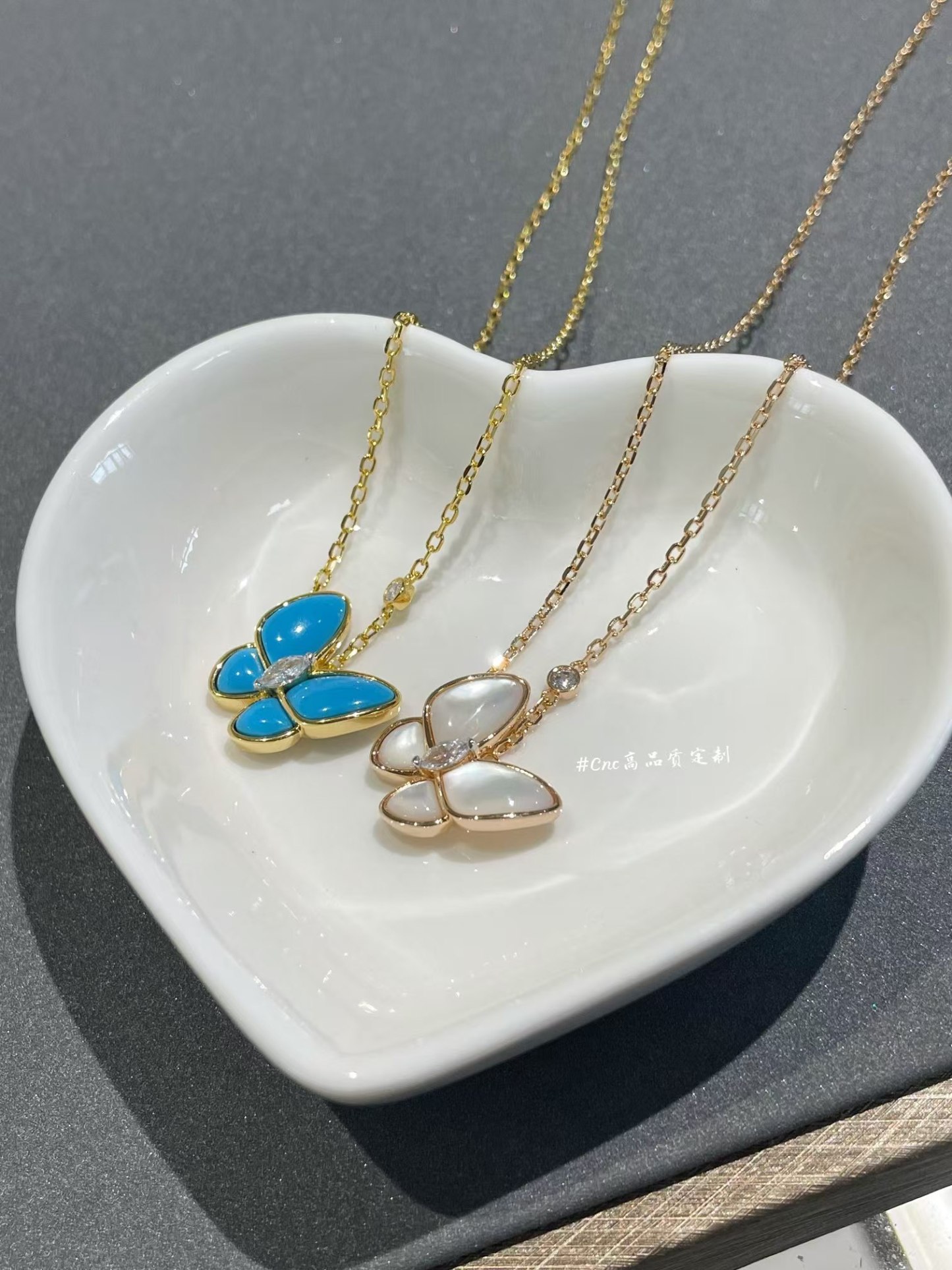 Buy replica Van Cleef & Arpels Two Butterfly Pendant Necklace and replica jewelry from PICKS Jewelry