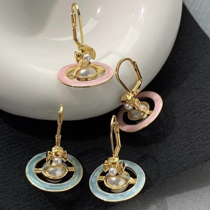 Buy replica Vivienne Westwood Enamel Saturn Pearl Earrings and replica jewelry from PICKS Jewelry