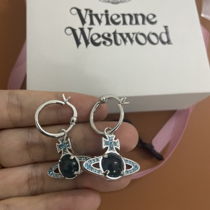 Buy replica Vivienne Westwood Blue Green Lucky Bead Saturn Earrings and replica jewelry from PICKS Jewelry