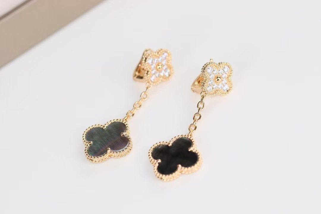 Buy replica Van Cleef & Arpels Grey Mother of Pearl Magic Alhambra Earrings 2 Motifs and replica jewelry from PICKS Jewelry