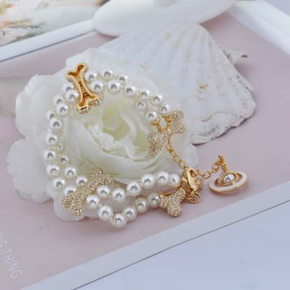 Buy replica Vivienne Westwood 2 Row Pearl Mixing Bone Bracelet and replica jewelry from PICKS Jewelry