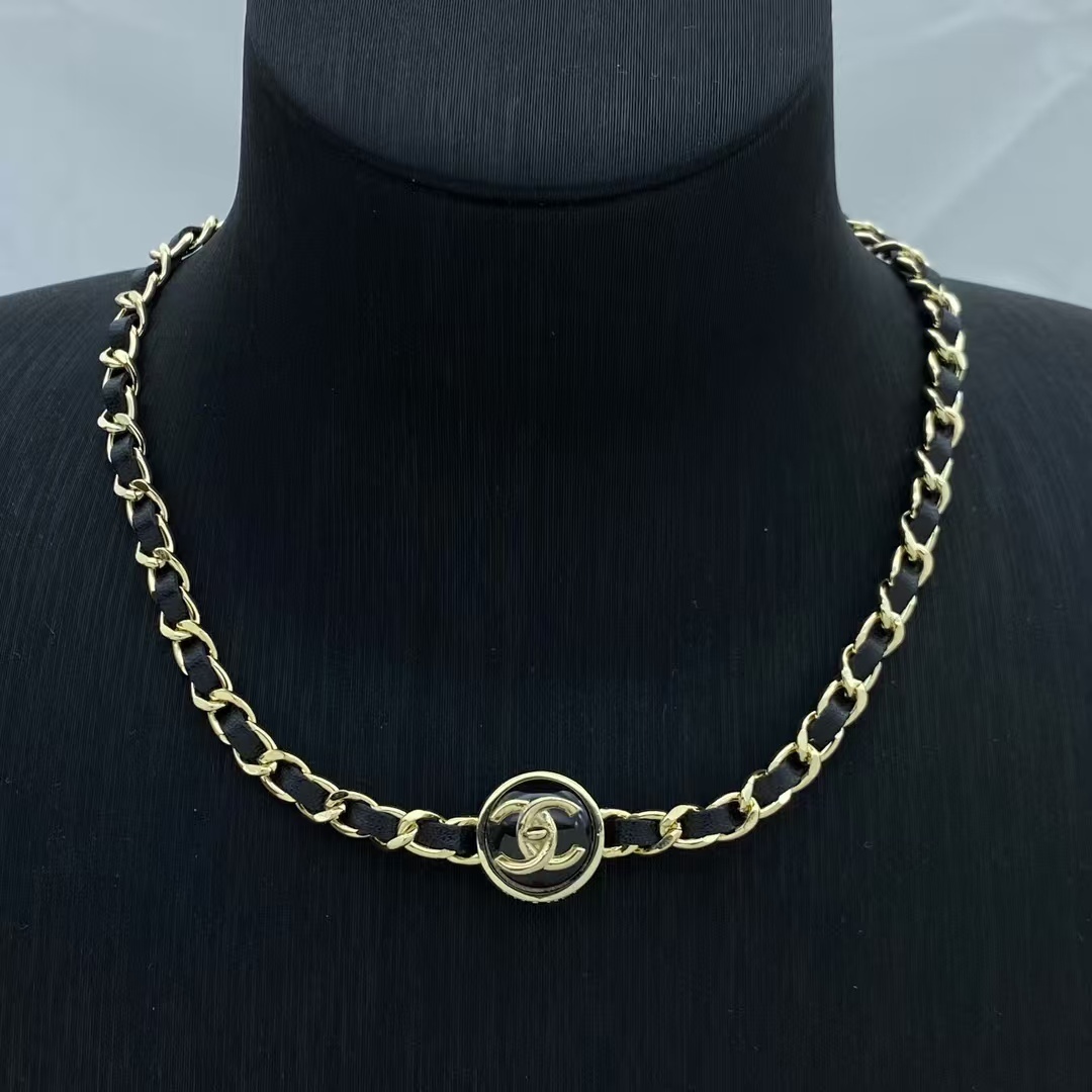 Buy replica Chanel Leather Woven Gold Chain Choker Necklace and replica jewelry from PICKS Jewelry