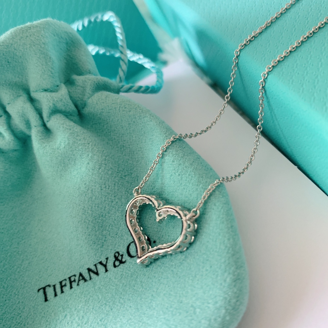 Buy replica Tiffany Medium Full Diamond Love Heart Pendant Necklace and replica jewelry from PICKS Jewelry