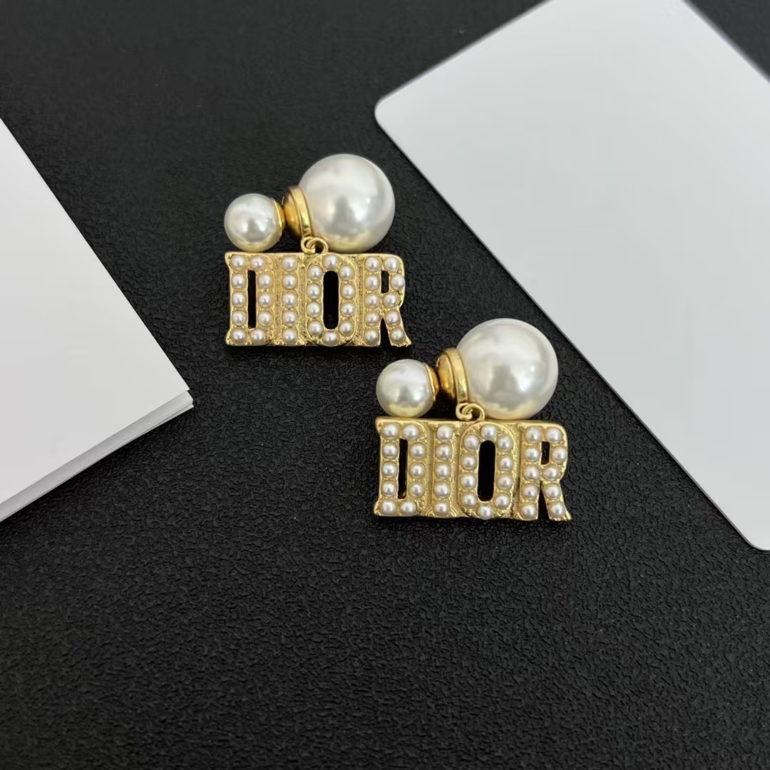 Buy replica Pearl Paved Dior Letters Earrings and replica jewelry from PICKS Jewelry