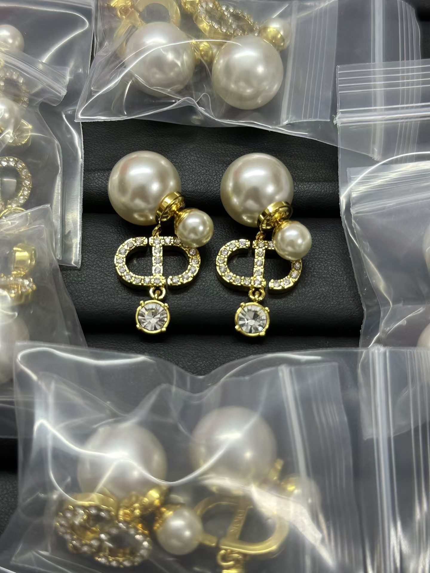 Buy replica Dior Diamond CD Drop Pearl Earrings and replica jewelry from PICKS Jewelry