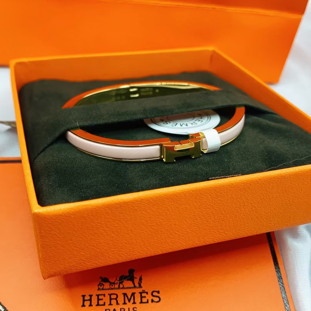 Buy replica Hermes H Pink Enamel Bracelet and replica jewelry from PICKS Jewelry
