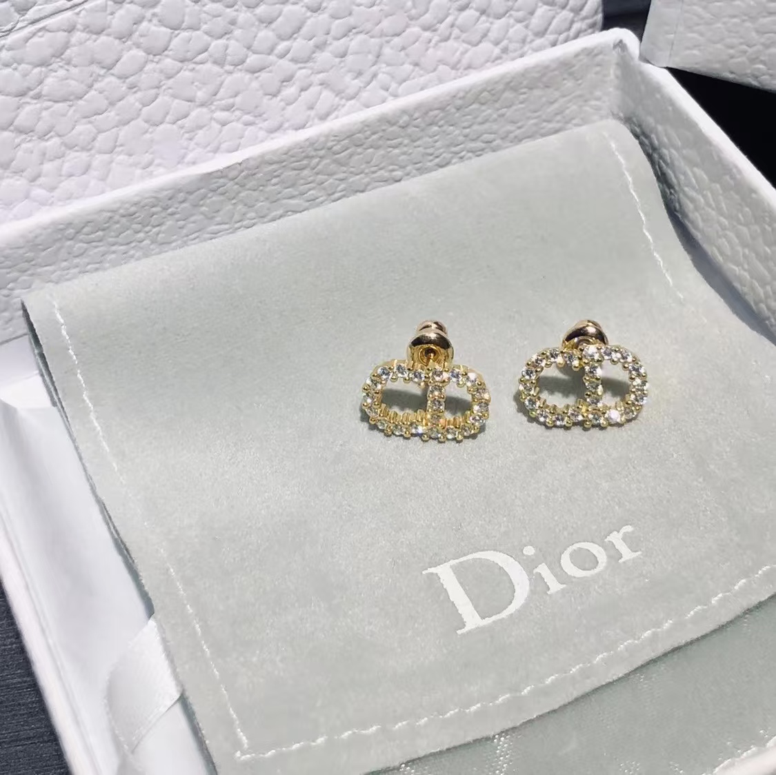 Buy replica Dior Classic Diamond Paved CD Stud Earrings and replica jewelry from PICKS Jewelry