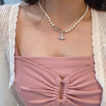 Buy replica Vivienne Westwood Saturn Pearl Necklace and replica jewelry from PICKS Jewelry