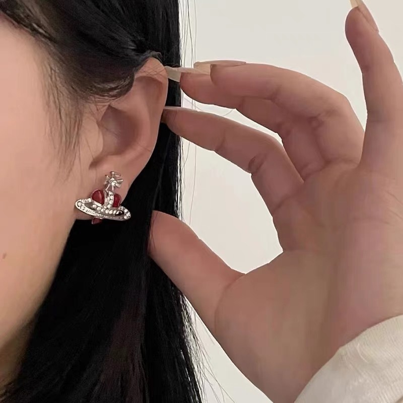 Buy replica Vivienne Westwood Enamel Love Heart Saturn Earring Stud and replica jewelry from PICKS Jewelry