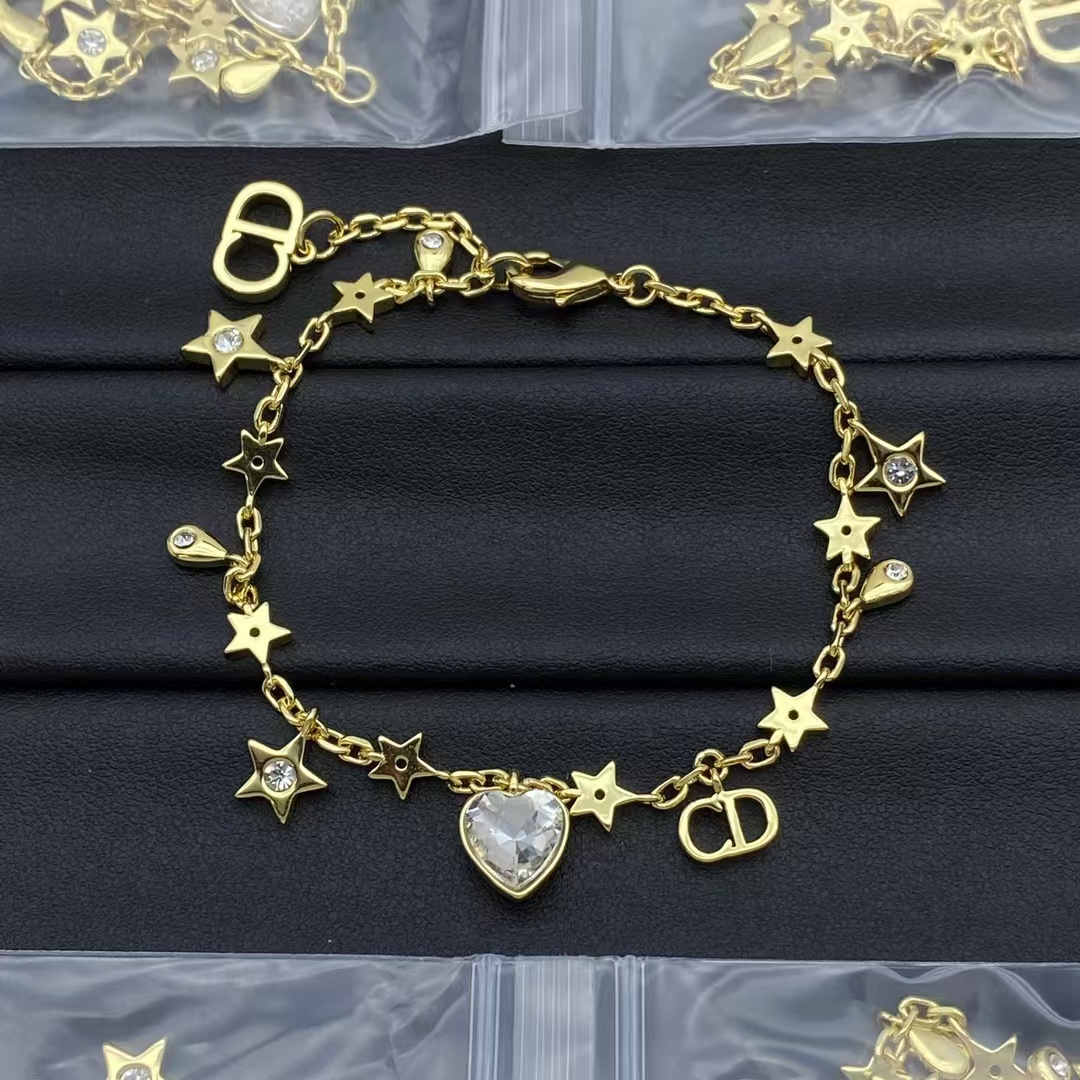 Buy replica Dior Diamond Heart Star Teardrop CD Charms Bracelet and replica jewelry from PICKS Jewelry