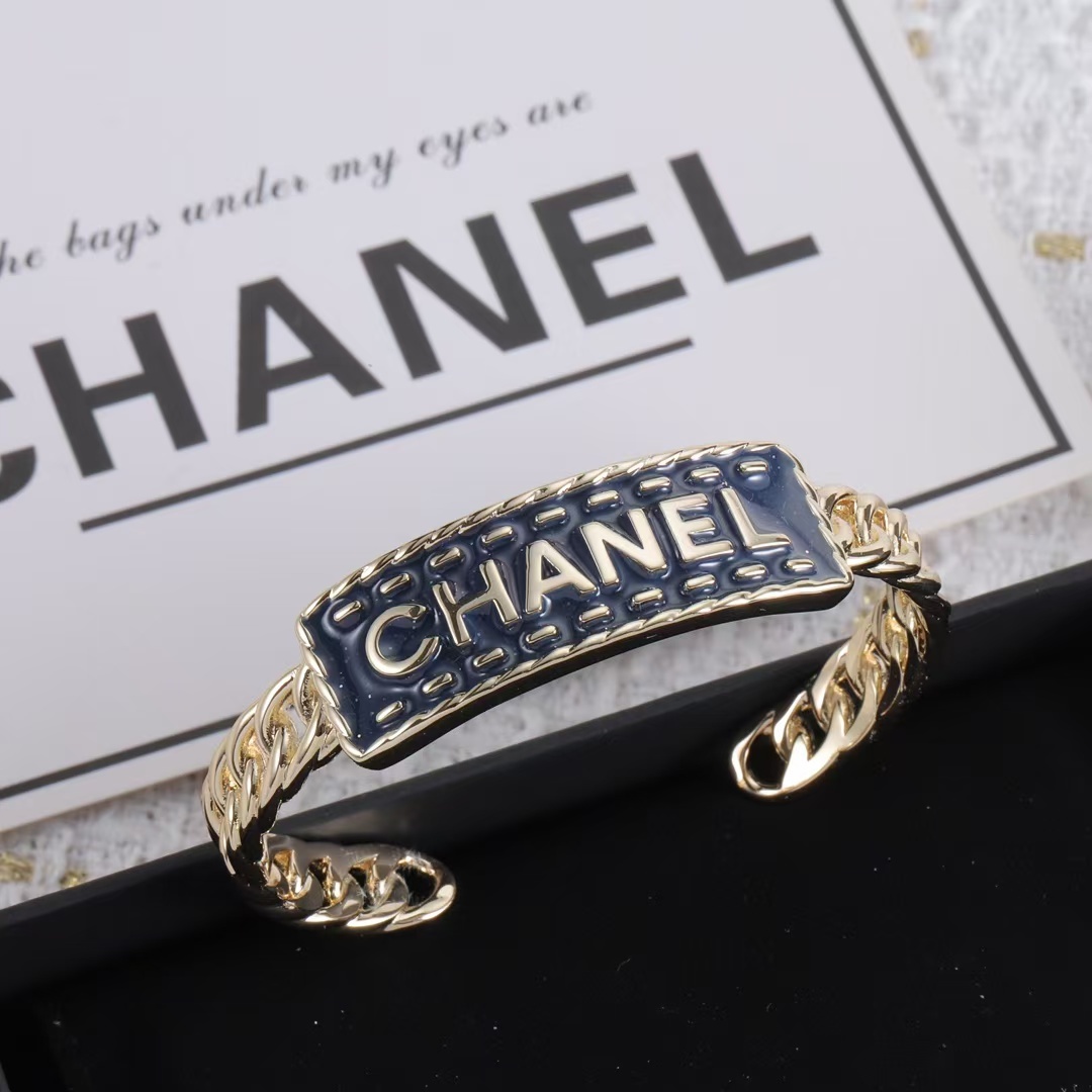 Buy replica Chanel Letters Denim Open Bangle Bracelet and replica jewelry from PICKS Jewelry