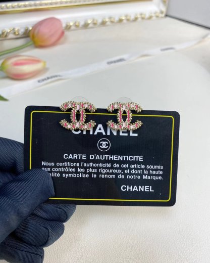 Buy replica Chanel Enamel Pink Double C Earrings and replica jewelry from PICKS Jewelry