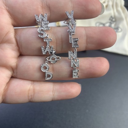Buy replica Vivienne Westwood Letters Asymmetric Earrings and replica jewelry from PICKS Jewelry