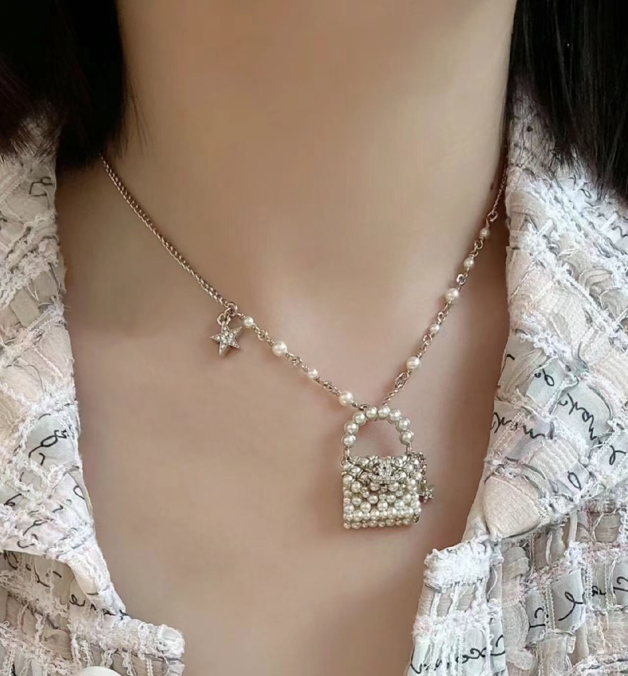 Buy replica Chanel Pearl Bag Pendant Necklace and replica jewelry from PICKS Jewelry