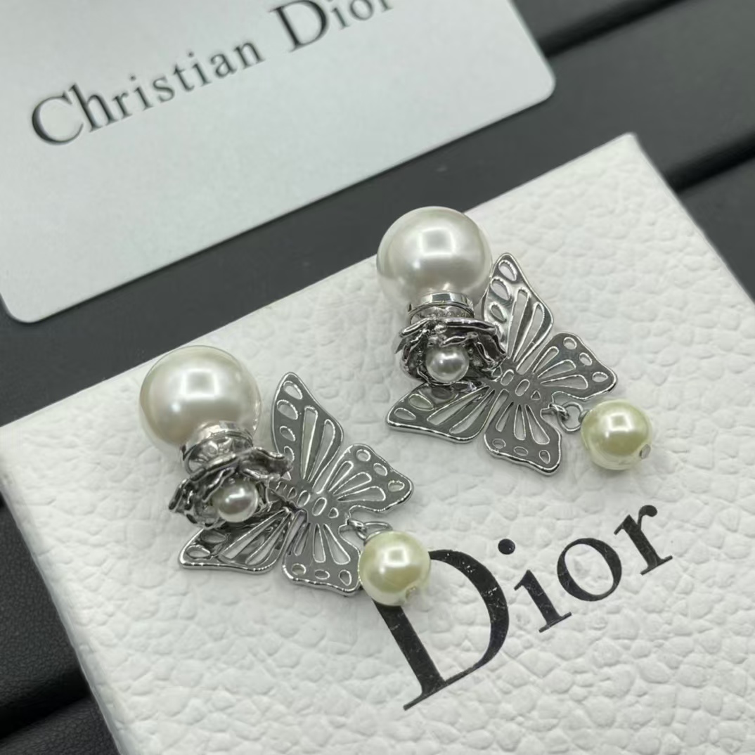 Buy replica Dior Silver Butterfly Pearl Earrings and replica jewelry from PICKS Jewelry