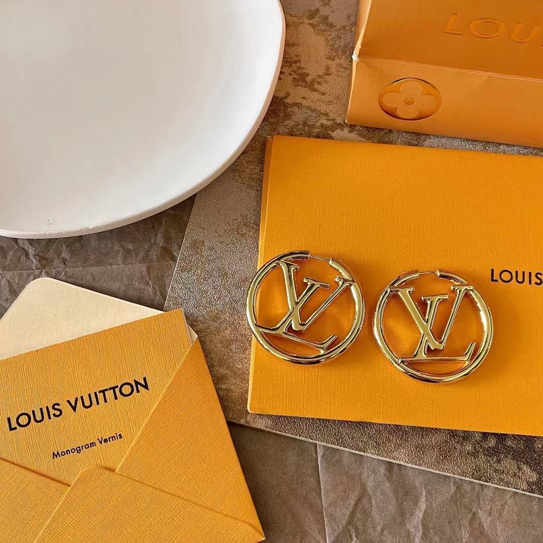 Buy replica Louis Vuitton Large Hollow Round LV Letter Earrings and replica jewelry from PICKS Jewelry