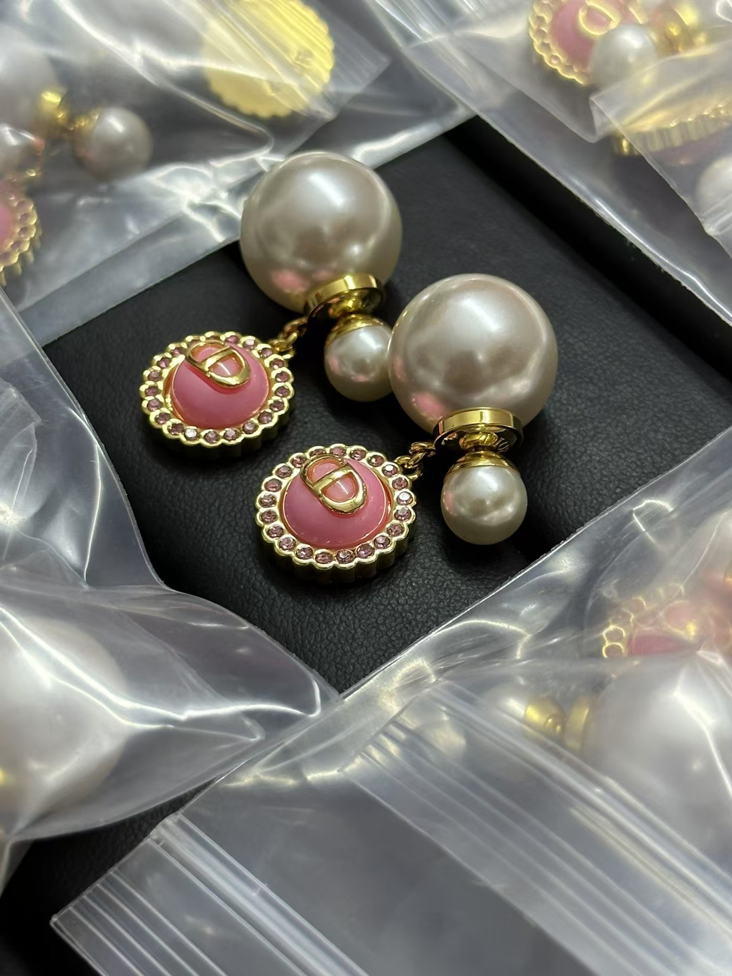 Buy replica Dior Pink CD Tribales Pearl Earrings and replica jewelry from PICKS Jewelry